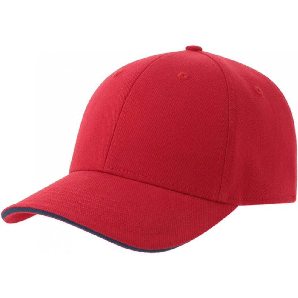 Atlantis Unisex Adult Liberty Sandwich 6 Panel Sustainable Cap / Red/Navy